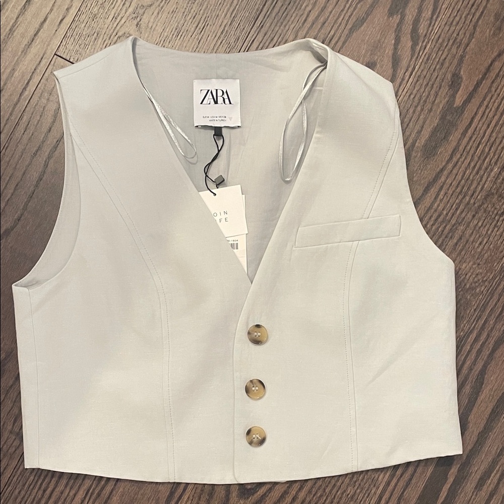 Zara Women's light gray Buttoned Vest Top
